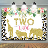 Allenjoy Leopard Grain And Floral Animals 2Rd Birthday Backdrop