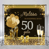 Allenjoy Leopard Heels Golden Floral Custom Birthday Backdrop