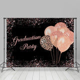 Allenjoy Leopard Pink Glitter Balloon Graduation Backdrop