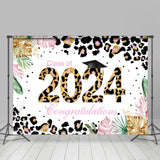 Allenjoy Leopard Print Floral 2023 Congratulation Grad Backdrop