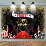 Allenjoy Lets Camera Party Red Carpet Gold Glitter Birthday Backdrop