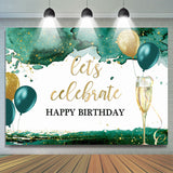 Allenjoy Lets Celebrate Green And Gold Balloon Birthday Backdrop