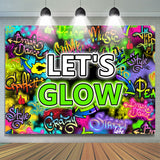 Allenjoy Lets Glow Colored And Graffiti Letter Wall Backdrop