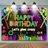 Allenjoy Lets Glow Crazy Brick Graffiti Birthday Backdrop