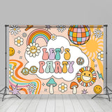 Allenjoy Lets Party Groovy Rainbow Flowers Dance Backdrop