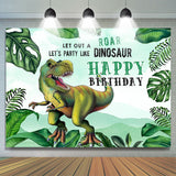 Allenjoy Lets Party Like Dinosaur Green Happy Birthday Backdrop