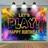 Allenjoy Lets Play Colorful Ribbons Happy Birthday Backdrop