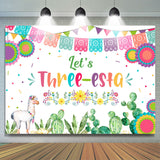 Allenjoy Lets Three Colorful Fiesta Kids 3Rd Birthday Backdrop