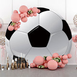 Allenjoy Lifelike Black White Football Simple Circle Backdrop