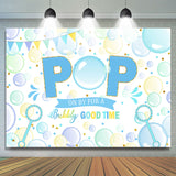 Allenjoy Light Blue And Green Bubble Pop Happy Birthday Backdrop