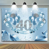 Allenjoy Light Blue Balloon Ribbion Happy 40Th Birthday Backdrop