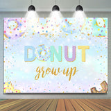 Allenjoy Light Blue Donuts Grow Up Themed Birthday Backdrop