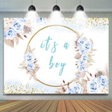 Allenjoy Light Blue Flowers Its A Boy Baby Shower Backdrop