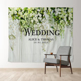 Allenjoy Light Green And White Floral Curtain Wedding Backdrop