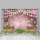 Allenjoy Light Line Garden Fence Pink Spring Wedding Backdrop