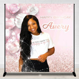 Allenjoy Light Pink Balloon Custom Photo Birthday Backdrop