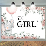 Allenjoy Light Pink Elephant Its A Girl Theme Baby Shower Backdrop