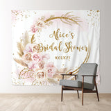 Allenjoy Light Pink Floral Glitter Miss To Mrs Wedding Backdrop