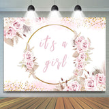 Allenjoy Light Pink Flowers Its A Girl Baby Shower Backdrop