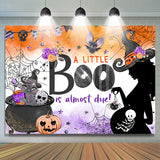 Allenjoy Little Boo Halloween Pumpkin Baby Shower Backdrop