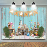 Allenjoy Little Bunny And Carrot Blue Wooden Backdrop For Boy