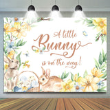 Allenjoy Little Bunny On The Way Floral Baby Shower Backdrop