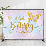 Allenjoy Little Butterfly Glitter Purple Baby Shower Backdrop