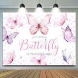 Allenjoy Little Butterfly Is Turning One Birthday Backdrop