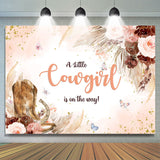 Allenjoy Little Cowgirl Is On The Way Floral Baby Shower Backdrop