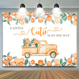 Allenjoy Little Cutie On The Way Orange Baby Shower Backdrop