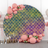 Allenjoy Little Mermaid Green Purple Round Backdrop Cover