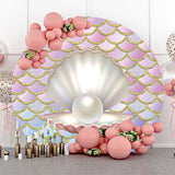 Allenjoy Little Mermaid Pearl Round Party Backdrop Cover