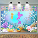 Allenjoy Little Mermaid Purple Glitter Undersea World Backdrop