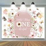 Allenjoy Little Miss Onederful Flower Fairy Birthday Backdrop