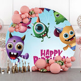 Allenjoy Little Monster Cute Sky Round Birthday Backdrop