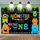 Allenjoy Little Monster Is Turning One Birthday Backdrop