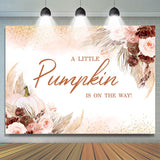 Allenjoy Little Pumpkin Light Pink Floral Baby Shower Backdrop