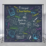 Allenjoy Little School Patterns Dark Blue Back To School Backdrop