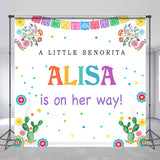 Allenjoy Little Senorita Cactus Custom Baby Shower Backdrop