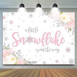 Allenjoy Little Snowflake Is On The Way Pink Baby Shower Backdrop