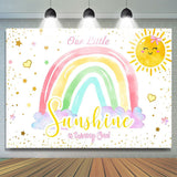 Allenjoy Little Sunshine Is Turning One Rainbow Birthday Backdrop