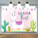 Allenjoy Llama Fun Lovely And Pink Plant Happy Birthday Backdrop