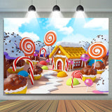 Allenjoy Lollipop Candyland Baby Sweet Birthday Backdrop For Kids