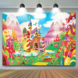 Allenjoy Lollipop Candyland Castle Birthday Backdrop For Girl