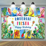 Allenjoy Loteria Fiesta Stamps Cactus Happy Birthday Backdrop