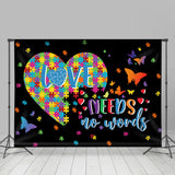 Allenjoy Love Needs No Words Heart Puzzle Autism Backdrop