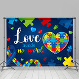 Allenjoy Love Needs No Words Puzzle Heart Blue Autism Backdrop