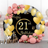 Allenjoy Loved Ballons Circle 21St Happy Birthday Backdrop