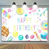 Allenjoy Lovely And Simple Candy Themed Happy Birthday Backdrop