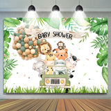 Allenjoy Lovely Animals Monstera Backdrop Baby Shower